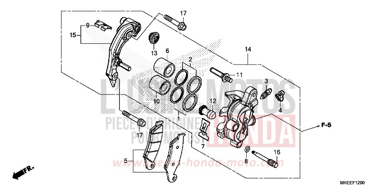 FRONT BRAKE CALIPER for CRF450R EXTREME RED (R292) from 2020