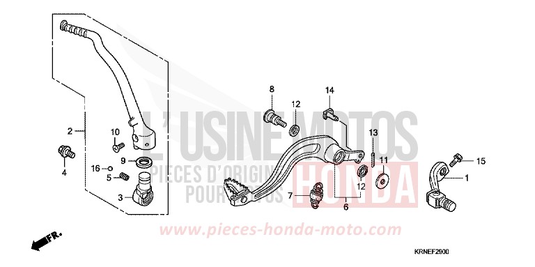 PEDAL/KICK STARTER ARM for CRF250R EXTREME RED (R292) from 2010