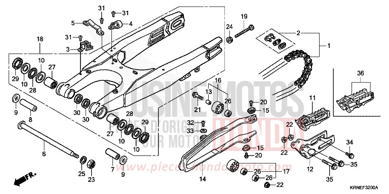 SWINGARM for CRF250R EXTREME RED (R292) from 2010