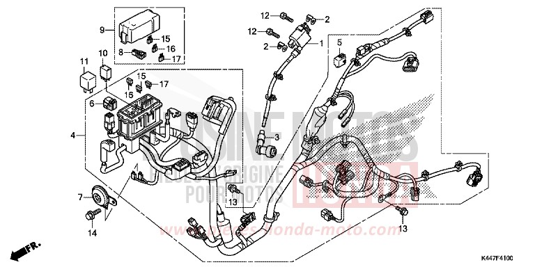 WIRE HARNESS for NSC110MPD PEARL SPLENDOR RED (R369) from 2017