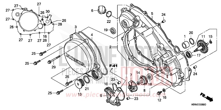R. CRANKCASE COVER for CRF250R EXTREME RED (R292) from 2011