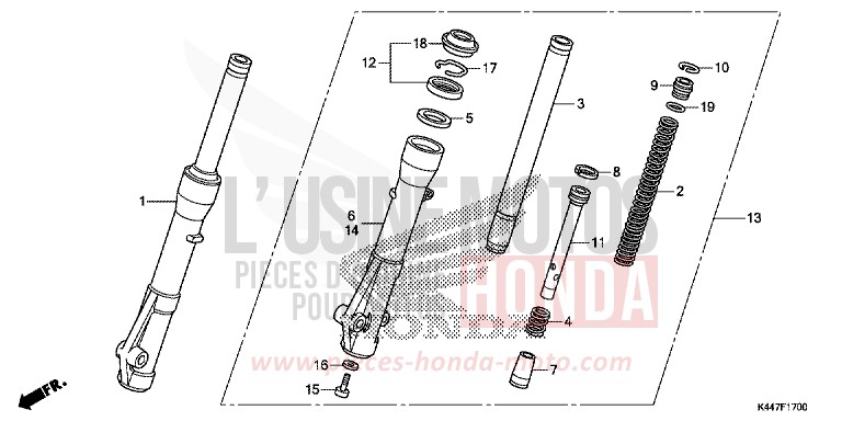 FRONT FORK for NSC110MPD PEARL SPLENDOR RED (R369) from 2019