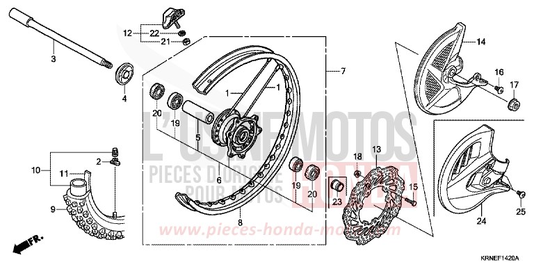 FRONT WHEEL for CRF250R EXTREME RED (R292) from 2011