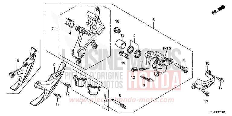 REAR BRAKE CALIPER for CRF250R EXTREME RED (R292) from 2011