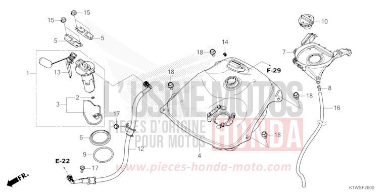 FUEL TANK for SH350i MAT PEARL DIASPRO RED (R414) from 2026