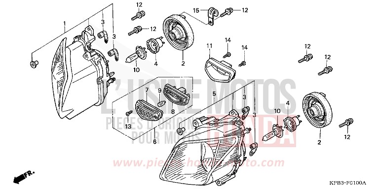 HEADLIGHT (NSS2501/NSS250A) for JAZZ CANDY GLORY RED-U (R101) from 2001