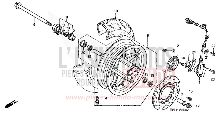 FRONT WHEEL for JAZZ CANDY GLORY RED-U (R101) from 2001