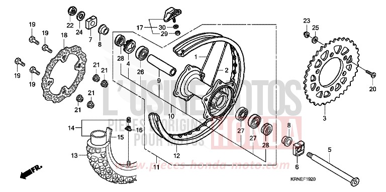 RUOTA POSTERIORE per CRF250R EXTREME RED (R292) del 2012