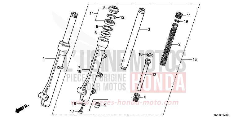 FRONT FORK for NSC110MPD BOSS GRAY METALLIC (NHA21) from 2012