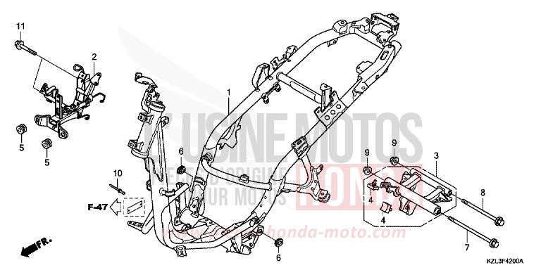 FRAME BODY for NSC110MPD BOSS GRAY METALLIC (NHA21) from 2012