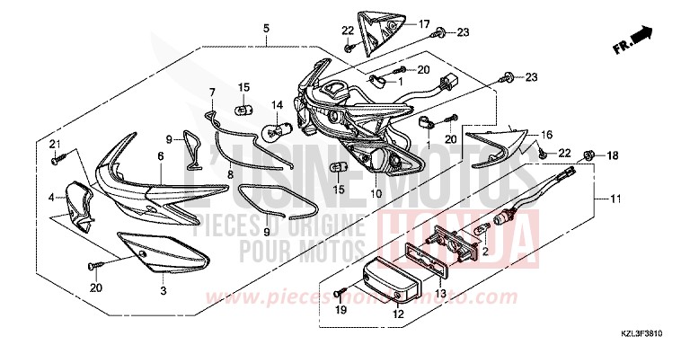 REAR COMBINATION LIGHT for NSC110MPD CANDY LUCID RED (R264) from 2012
