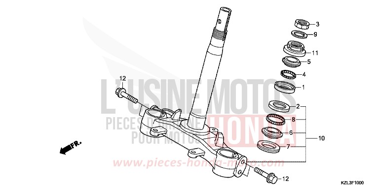 STEERING STEM for NSC110MPD PEARL WHITE (NHA20) from 2012
