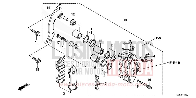 FRONT BRAKE CALIPER for NSC110MPD PEARL WHITE (NHA20) from 2012