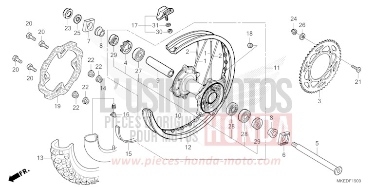REAR WHEEL for CRF450R EXTREME RED (R292) from 2022