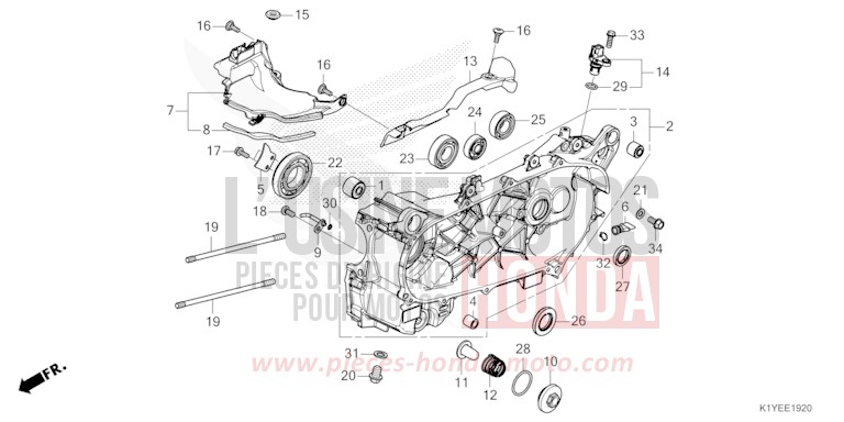 LEFT CRANKCASE for PCX MAT DIM GRAY METALLIC (NHC34) from 2025