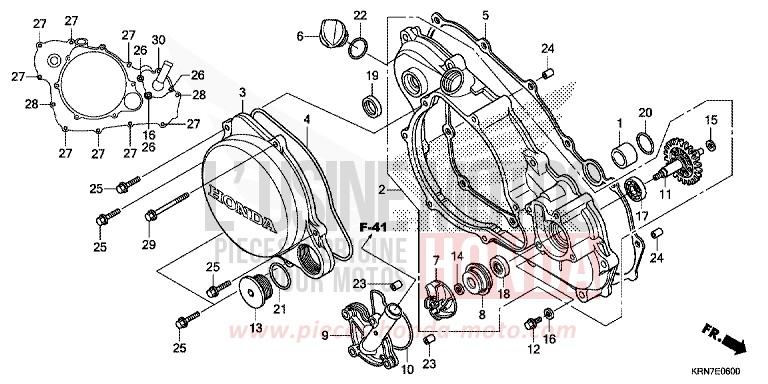 R. CRANKCASE COVER/WATER PUMP for CRF250R EXTREME RED (R292) from 2014