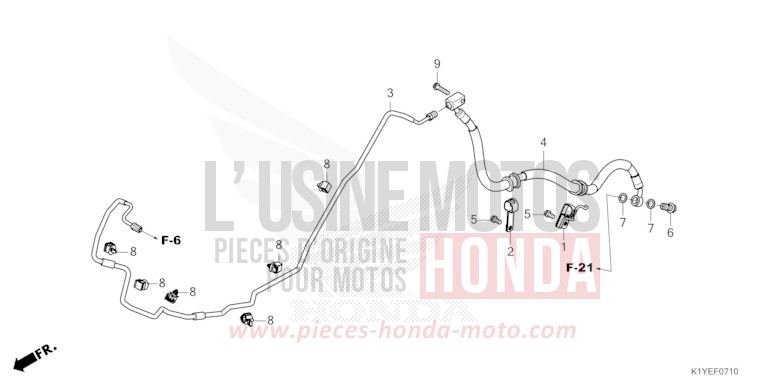 REAR BRAKE PIPE for PCX MAT GALAXY BLACK METALLIC (NHA76) from 2025