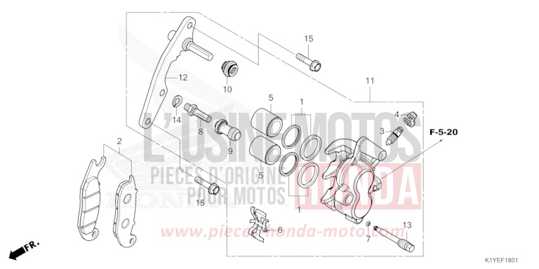 FRONT BRAKE CALIPER (WW125A/S) for PCX MAT GALAXY BLACK METALLIC (NHA76) from 2025