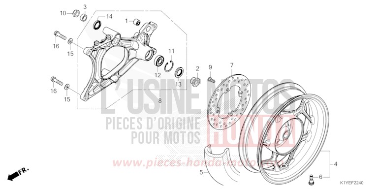 REAR WHEEL/SWINGARM (DISK BRAKE) for PCX MAT GALAXY BLACK METALLIC (NHA76) from 2025