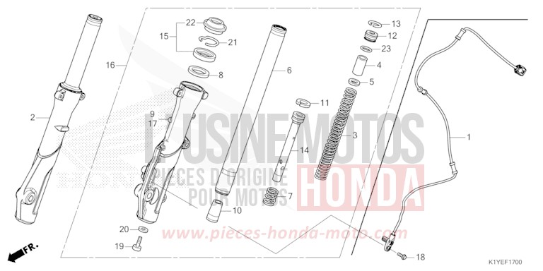 FRONT FORK for PCX MAT METEORIC RED METALLIC (R406) from 2025