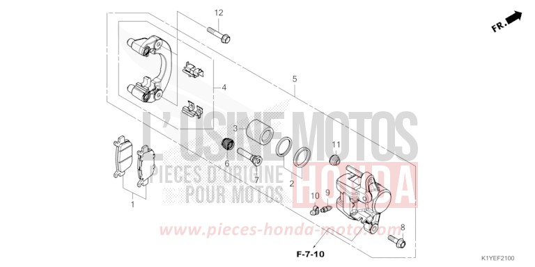 REAR BRAKE CALIPER for PCX MAT METEORIC RED METALLIC (R406) from 2025