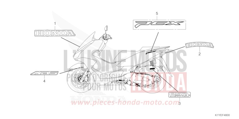 MARK/EMBLEM for PCX MAT METEORIC RED METALLIC (R406) from 2025