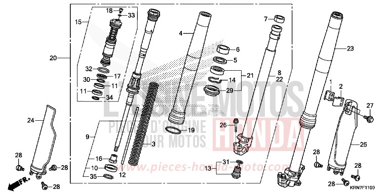 FRONT FORK (CRF250RE) for CRF250R EXTREME RED (R292) from 2014