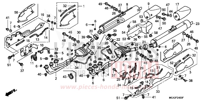 EXHAUST MUFFLER (A1-A5) (6-BR,ED/7/8-BR) for Goldwing CABERNET RED METALLIC (R303B) from 2006