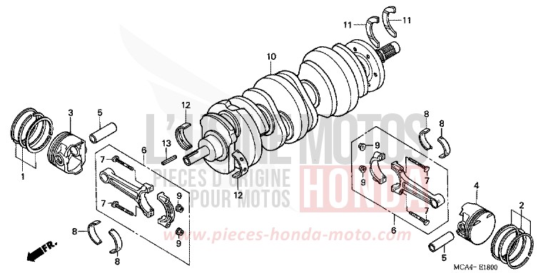 CRANKSHAFT/PISTON for Goldwing CABERNET RED METALLIC (R303B) from 2007