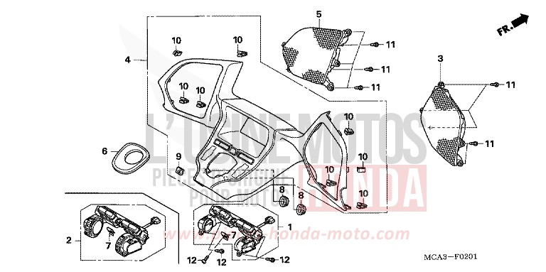 METER PANEL (GL18006/7/8) for Goldwing CABERNET RED METALLIC (R303B) from 2007