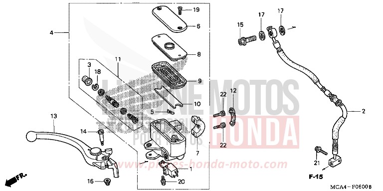 FRONT BRAKE MASTER CYLINDER for Goldwing CABERNET RED METALLIC (R303B) from 2007