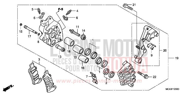 R. FRONT BRAKE CALIPER for Goldwing CABERNET RED METALLIC (R303B) from 2007
