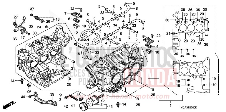 CYLINDER BLOCK for Goldwing BLACK-Z (NH1ZB) from 2007