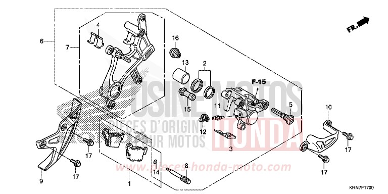 REAR BRAKE CALIPER for CRF250R EXTREME RED (R292) from 2015