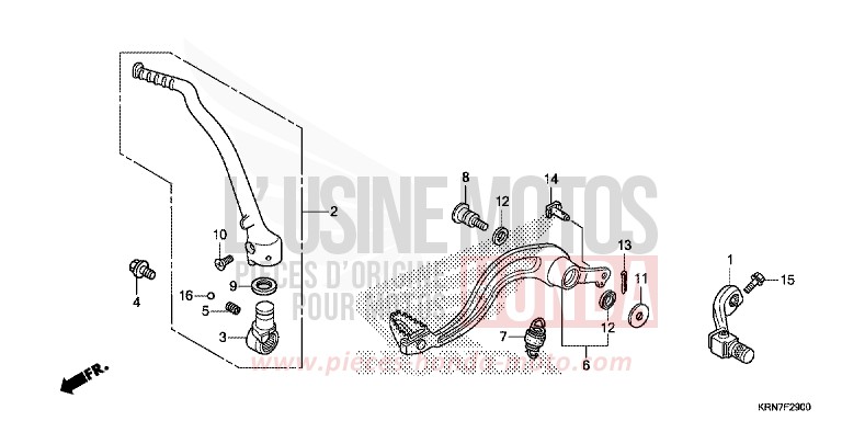 PEDAL/KICK STARTER ARM for CRF250R EXTREME RED (R292) from 2015
