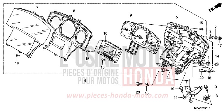 METER (GL18006/7/8) (WITHOUT NAVIGATION SYSTEM) for Goldwing CALIENTE RED METALLIC (R325) from 2008