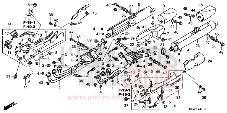 EXHAUST MUFFLER (6-E,EK,F,U,2ED) (7/8-EXCEPT BR) for Goldwing CALIENTE RED METALLIC (R325) from 2008
