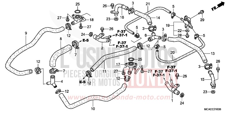 WATER PIPE for Goldwing BLOODSTONE RED METALLIC (R287) from 2009
