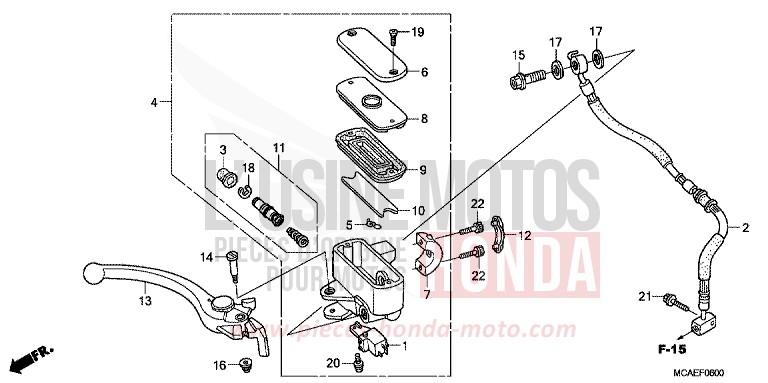 FRONT BRAKE MASTER CYLINDER for Goldwing BLOODSTONE RED METALLIC (R287) from 2009