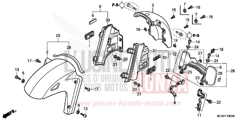 FRONT FENDER for Goldwing BLOODSTONE RED METALLIC (R287) from 2009