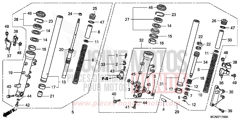 FRONT FORK for Goldwing BLOODSTONE RED METALLIC (R287) from 2009