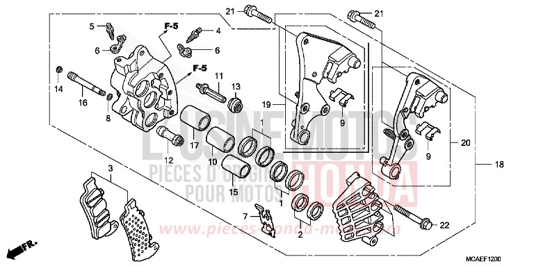 RIGHT FRONT BRAKE CALIPER (ABS) for Goldwing BLOODSTONE RED METALLIC (R287) from 2009