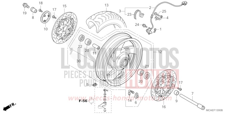 FRONT WHEEL for Goldwing BLOODSTONE RED METALLIC (R287) from 2009