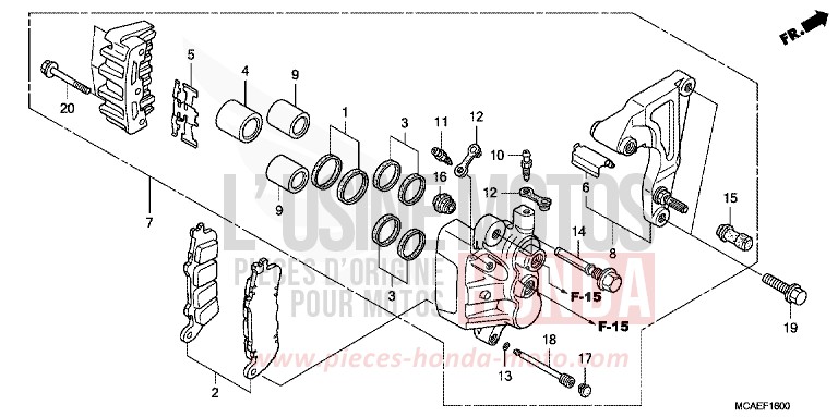 HINTERRAD-BREMSSATTEL for Goldwing BLOODSTONE RED METALLIC (R287) from 2009