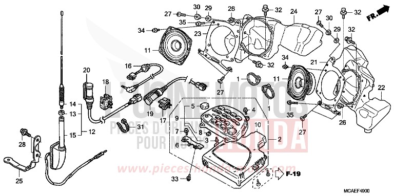 AUDIO UNIT (GL18009/A) for Goldwing BLOODSTONE RED METALLIC (R287) from 2009