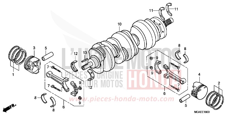 CRANKSHAFT/PISTON for Goldwing MONTEREY BLUE METALLIC (B205) from 2009