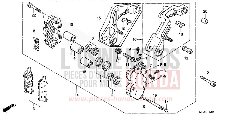 LEFT FRONT BRAKE CALIPER for Goldwing MONTEREY BLUE METALLIC (B205) from 2009