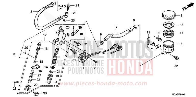 REAR BRAKE MASTER CYLINDER for Goldwing MONTEREY BLUE METALLIC (B205) from 2009