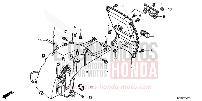 REAR FENDER (GL18009/A) for Goldwing MONTEREY BLUE METALLIC (B205) from 2009