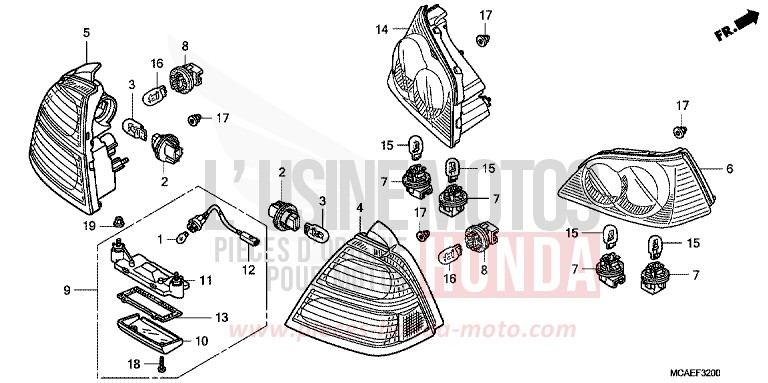 REAR COMBINATION LIGHT (GL18009/A) for Goldwing MONTEREY BLUE METALLIC (B205) from 2009